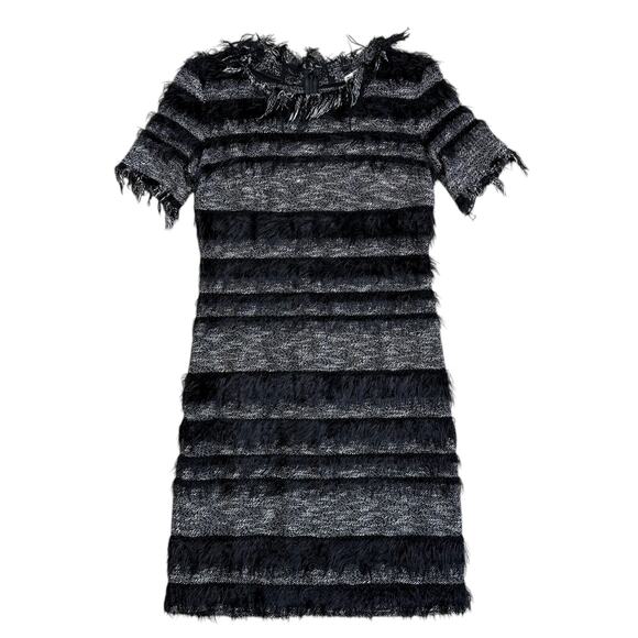 Vintage 1990s Nicole Miller Atelier Tweed Shag Short Sleeve Shift Dress Size 2 - Picture 2 of 9